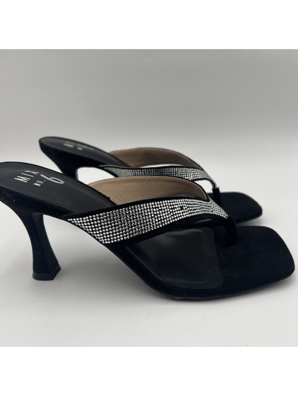 Mix No.6 womens -Gaile H black With Diamonds dress sandals Size 8.5M